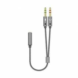 CABLE ESTÉREO AISENS A128-0417/ JACK 3.5 HEMBRA - 2X JACK 3.5 MACHO/ 25CM/ GRIS