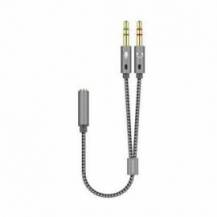 CABLE ESTÉREO AISENS A128-0417/ JACK 3.5 HEMBRA - 2X JACK 3.5 MACHO/ 25CM/ GRIS