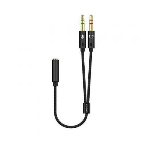 CABLE ESTÉREO AISENS A128-0418/ JACK 3.5 HEMBRA - 2X JACK 3.5 MACHO/ 25CM/ NEGRO