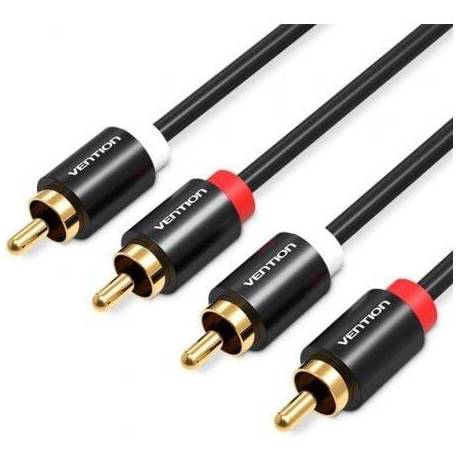 CABLE ESTÉREO VENTION VAB-R06-B200/ 2X RCA MACHO - 2X RCA MACHO/ 2M/ NEGRO
