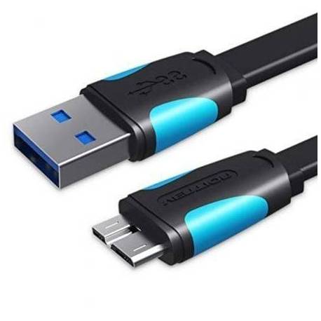 CABLE USB 3.0 VENTION VAS-A12-B100/ MICROUSB MACHO - USB MACHO/ HASTA 10W/ 5GBPS/ 1M/ AZUL Y NEGRO