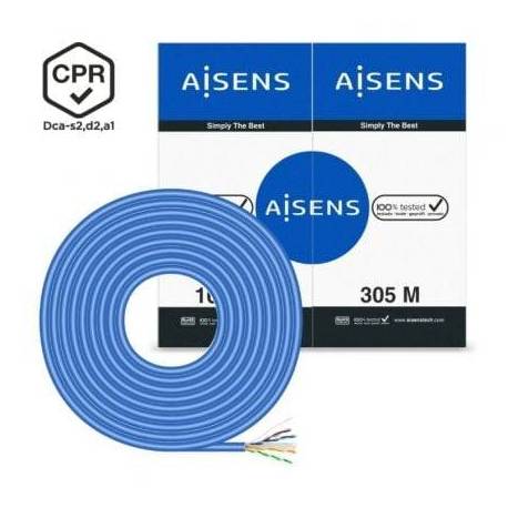 BOBINA DE CABLE RJ45 UTP AWG24 LSZH CPR DCA AISENS A135-0663 CAT.6/ 305M/ AZUL