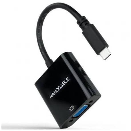 CABLE CONVERSOR NANOCABLE 10.16.4101-BK/ USB TIPO-C MACHO - VGA HEMBRA/ 10CM/ NEGRO