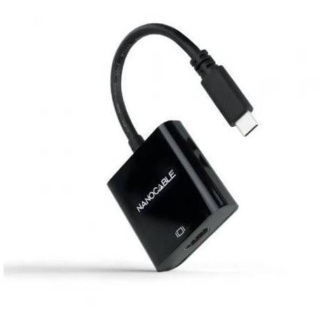 CONVERSOR NANOCABLE 10.16.4102-BK/ USB TIPO-C MACHO - HDMI HEMBRA/ 15CM/ NEGRO