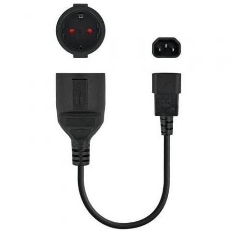 ADAPTADOR ALIMENTACIÓN NANOCABLE 10.22.0902/ C14 MACHO - CEE7 HEMBRA/ 50CM/ NEGRO