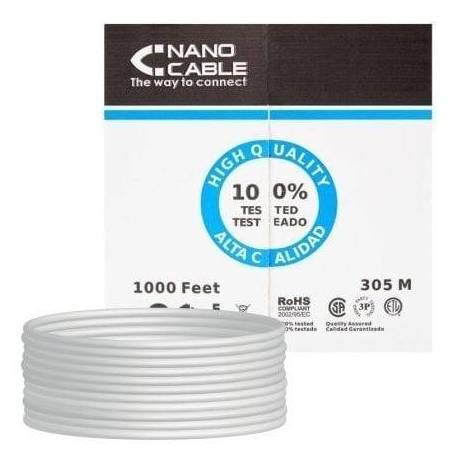 BOBINA DE CABLE RJ45 UTP NANOCABLE 10.20.0304 CAT.5E/ 305M/ GRIS
