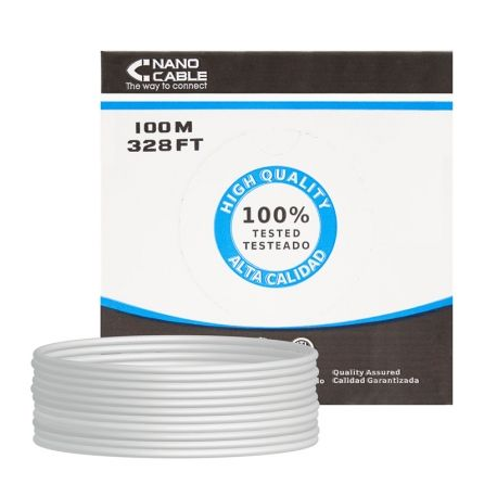 BOBINA DE CABLE RJ45 UTP NANOCABLE 10.20.0502 CAT.6/ 100M/ GRIS