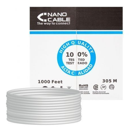 BOBINA DE CABLE RJ45 UTP NANOCABLE 10.20.0504 CAT.6/ 305M/ GRIS
