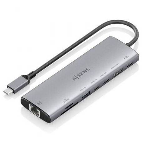 DOCKING USB TIPO-C AISENS ASUC-8P033-GR/ 1XHDMI 4K/ 1XUSB/ 2XUSB TIPO-C/ 1XRJ45/ 1XLECTOR TARJETAS/ 1XUSB TIPO-C PD/ GRIS