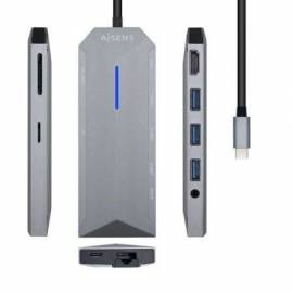 DOCKING USB TIPO-C AISENS ASUC-9P001-GR/ 1XHDMI 4K/ 3XUSB/ 1XRJ45/ 1XAUDIO/ 1XLECTOR TARJETAS / 1XUSB TIPO-C PD/ GRIS