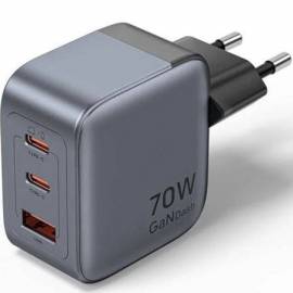 CARGADOR DE PARED GAN VENTION FEXH0-EU/ 2XUSB TIPO-C/ 1XUSB/ 70W