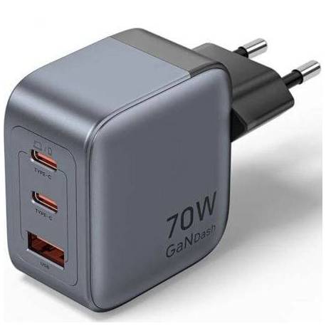 CARGADOR DE PARED GAN VENTION FEXH0-EU/ 2XUSB TIPO-C/ 1XUSB/ 70W