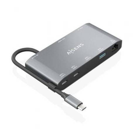 DOCKING USB TIPO-C AISENS ASUC-8P010-GR/ 1XHDMI 4K/ 1XVGA/ 2XUSB/ 1XRJ45/ 2XUSB TIPO-C/ 1XUSB TIPO-C PD/ GRIS