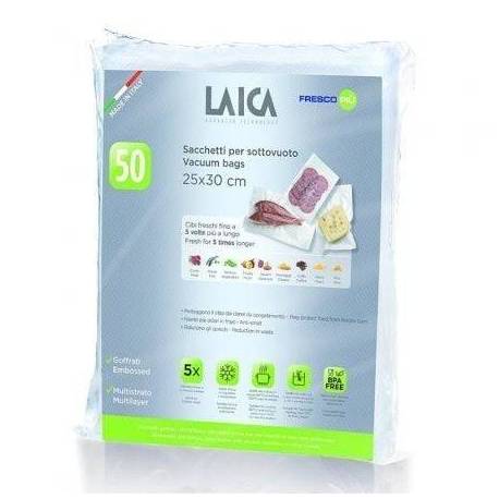 BOLSA PARA ENVASAR AL VACÍO LAICA VT3510/ 25 X 30CM/ 50 BOLSAS