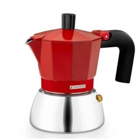 CAFETERA ITALIANA MONIX INDUCTION INOX M863106/ 6 TAZAS/ ROJA