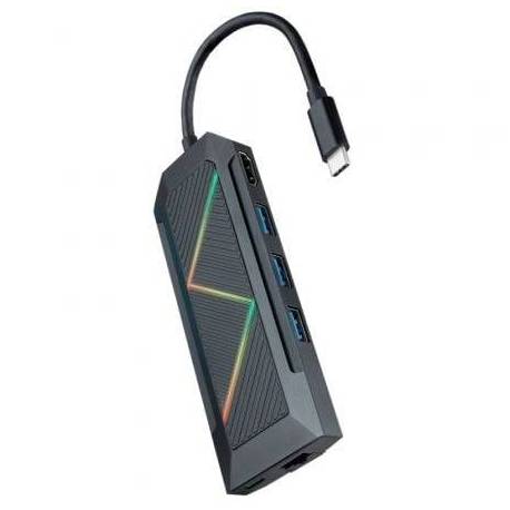 DOCKING USB TIPO-C NANOCABLE 10.16.0801/ 3XUSB/ 1XUSB TIPO-C PD/ 1XHDMI/ 1XRJ45/ 1XLECTOR TARJETAS SD TF