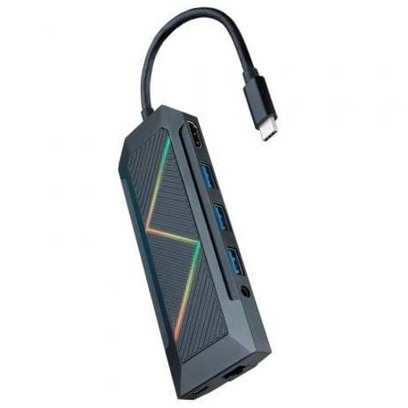 DOCKING USB TIPO-C NANOCABLE 10.16.0901/ 3XUSB/ 1XUSB TIPO-C PD/ 1XHDMI/ 1XRJ45/ 1XLECTOR TARJETAS SD TF/ AUDIO