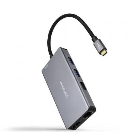 DOCKING TIPO-C NANOCABLE 10.16.1009/ 3XUSB/ 2XHDMI 4K/ 1XRJ45/ 1XLECTOR TARJETAS/ 1XUSB TIPO-C PD/ GRIS