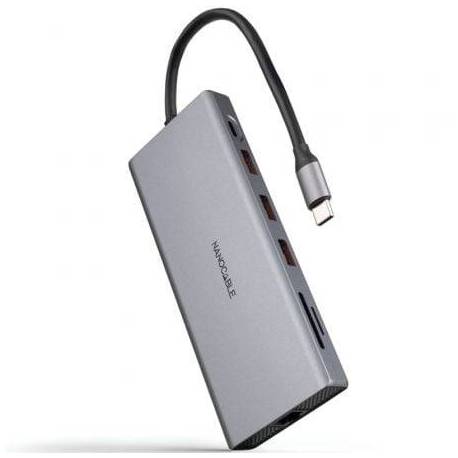 DOCKING TIPO-C NANOCABLE 10.16.4612/ 3XUSB/ 1XUSB TIPO-C/ 2XHDMI 4K/ 1XDISPLAYPORT/ 1XRJ45/ 1XLECTOR TARJETAS/ 1XJACK 3.5/