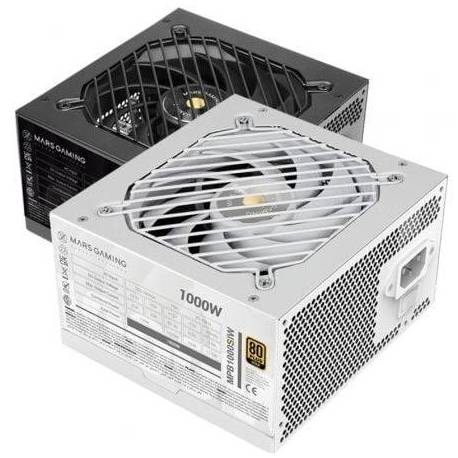 FUENTE DE ALIMENTACIÓN MARS GAMING MPB1000SI/ 1000W/ VENTILADOR 12CM/ 80 PLUS GOLD/ BLANCA