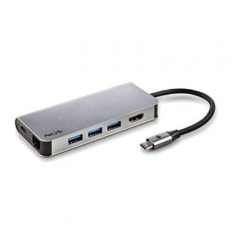 DOCKING USB TIPO-C NGS WONDERDOCK8/ 3XUSB/ 1XUSB TIPO-C DP/ 1XHDMI 4K/ 1XRJ45/ 1XLECTOR TARJETAS SD