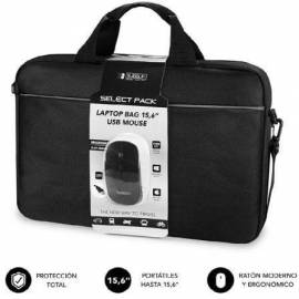 MALETÍN + RATÓN SUBBLIM SELECT PACK PARA PORTÁTILES HASTA 15.6'/ CINTA PARA TROLLEY/ NEGRO