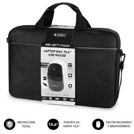 MALETÍN + RATÓN SUBBLIM SELECT PACK PARA PORTÁTILES HASTA 15.6'/ CINTA PARA TROLLEY/ NEGRO