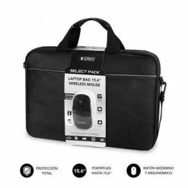 MALETÍN + RATÓN INALÁMBRICO SUBBLIM SELECT PACK PARA PORTÁTILES HASTA 15.6'/ CINTA PARA TROLLEY/ NEGRO