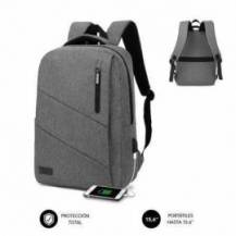 MOCHILA SUBBLIM CITY BACKPACK PARA PORTÁTILES HASTA 15.6'/ PUERTO USB/ GRIS