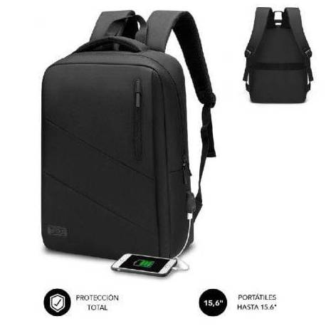MOCHILA SUBBLIM CITY BACKPACK PARA PORTÁTILES HASTA 15.6'/ PUERTO USB/ NEGRA
