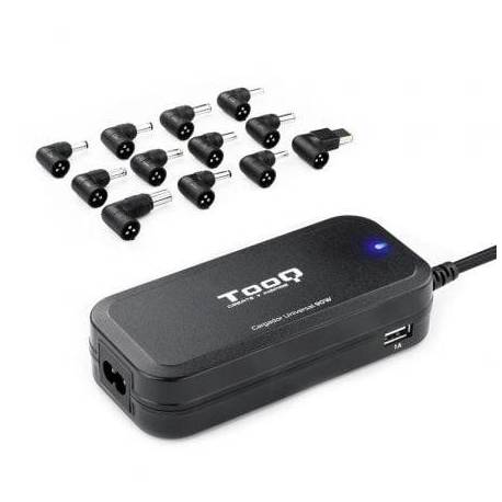 CARGADOR DE PORTÁTIL TOOQ TQLC-90BS02AT/ 90W/ AUTOMÁTICO/ 12 CONECTORES/ VOLTAJE 12-20V/ 1 USB