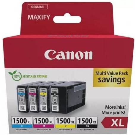 CARTUCHO DE TINTA ORIGINAL CANON PGI-1500XL MULTIPACK ALTA CAPACIDAD/ CIAN/ MAGENTA/ AMARILLO/ NEGRO