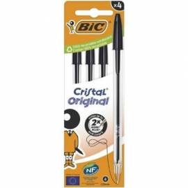 BOLÍGRAFOS DE TINTA DE ACEITE BIC CRISTAL ORIGINAL 516335/ 4 UNIDADES/ NEGROS