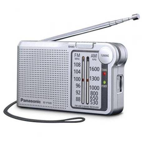 RADIO PORTÁTIL PANASONIC RF-P150D/ CON BATERÍA/ A PILAS/ PLATEADA