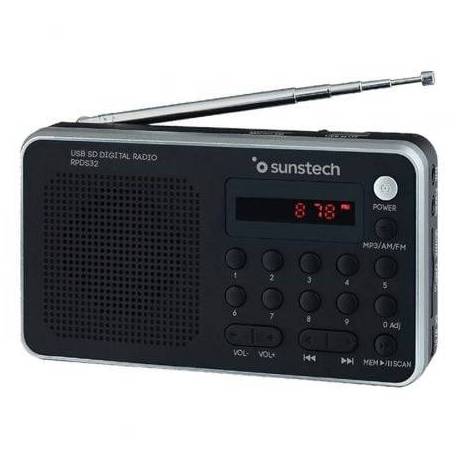 RADIO PORTÁTIL SUNSTECH RPD32SL/ CON BATERÍA/ NEGRA Y PLATEADA