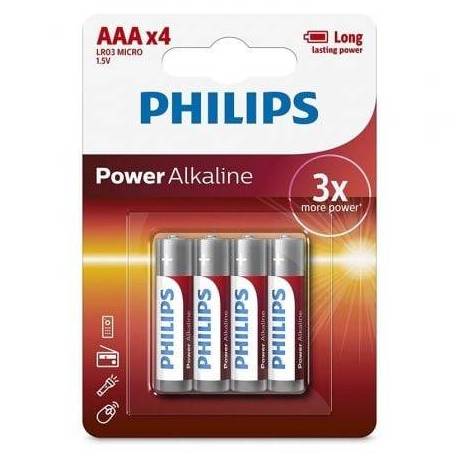PACK DE 4 PILAS AAA PHILIPS LR03P4B/05/ 1.5V/ ALCALINAS