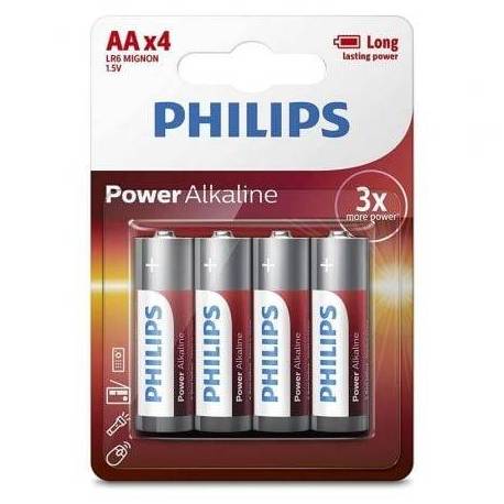 PACK DE 4 PILAS AA PHILIPS LR6P4B/05/ 1.5V/ ALCALINAS