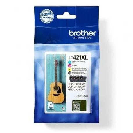 CARTUCHO DE TINTA ORIGINAL BROTHER LC421XL ALTA CAPACIDAD/ MULTIPACK/ CIAN/ MAGENTA/ AMARILLO/ NEGRO
