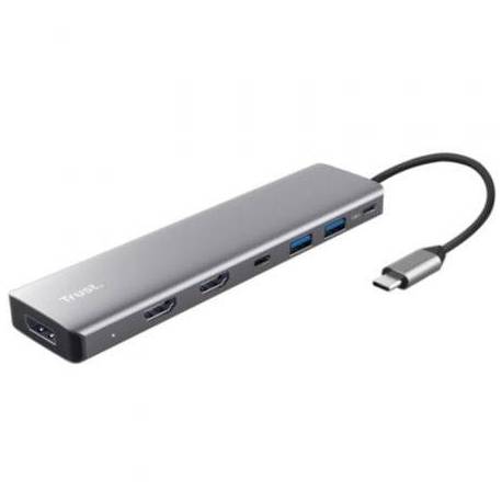 DOCKING USB TIPO-C TRUST DALYX/ 2XUSB/ 2XHDMI 4K/ 1XDISPLAYPORT/ 1XUSB TIPO-C PD/ GRIS