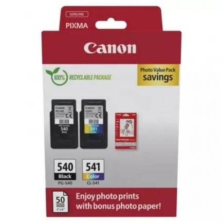 CARTUCHO DE TINTA ORIGINAL CANON PG-540 + CL-541 MULTIPACK/ NEGRO/ TRICOLOR + PAPEL FOTOGRÁFICO