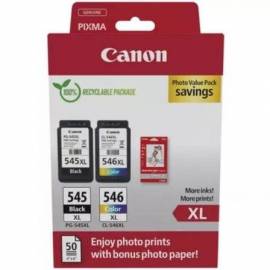 CARTUCHO DE TINTA ORIGINAL CANON PG-545XL + CL546XL MULTIPACK ALTA CAPACIDAD/ NEGRO/ TRICOLOR + PAPEL FOTOGRÁFICO