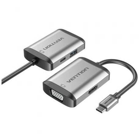 CONVERSOR VENTION TFAHB/ 1XUSB/ 1XHDMI/ 1XVGA/ 1XUSB TIPO-C PD/ GRIS