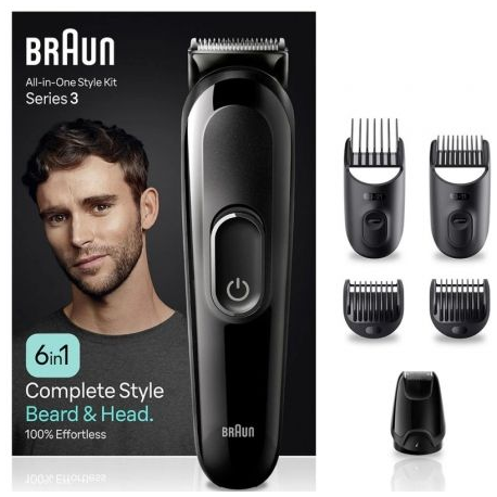 AFEITADORA BRAUN ALL IN ONE 6 EN 1 STYLE KIT SERIES 3 MGK3410/ CON BATERÍA/ 6 ACCESORIOS