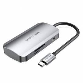 DOCKING USB TIPO-C VENTION TNHHB/ 3XUSB/ 1XUSB TIPO-C PD/ 1XLECTOR TARJETAS SD Y MICROSD/ GRIS
