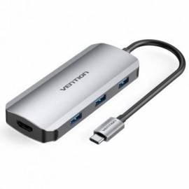 DOCKING USB TIPO-C VENTION TOFHB/ 1XHDMI/ 3XUSB/ 1XUSB TIPO-C/ 1XUSB TIPO-C PD/ GRIS