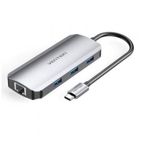 DOCKING USB TIPO-C VENTION TOHHB/ 1XHDMI 4K/ 3XUSB/ 1XRJ45/ 1XUSB TIPO-C PD/ GRIS