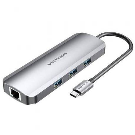 DOCKING USB TIPO-C VENTION TOLHB/ 1XHDMI 4K/ 3XUSB/ 1XUSB TIPO-C PD/ 1XRJ45/ 1XLECTOR TARJETAS SD/ 1X MICROSD/ JACK 3.5/ GRIS