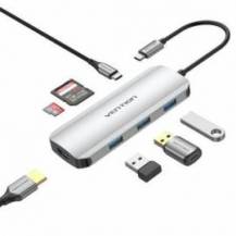DOCKING USB TIPO-C VENTION TOJHB/ 1XHDMI 4K/ 3XUSB/ 1XUSB TIPO-C/ 1XLECTOR TARJETAS/ GRIS