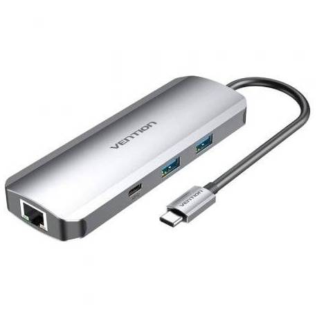 DOCKING USB TIPO-C VENTION TOMHB/ 1XHDMI 4K/ 2XUSB/ 1XUSB TIPO-C/ 1XUSB TIPO-C PD/ 1XRJ45/ 1XLECTOR TARJETAS SD Y MICROSD/ JACK
