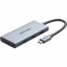 DOCKING USB TIPO-C VENTION TOOHB/ 1XHDMI 4K/ 3XUSB/ 1XLECTOR TARJETAS/ GRIS